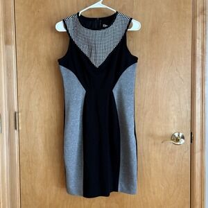 YOANNA BARASCHI USA Size‎ 6 Stetch PONTE Windowpane Colorblock Sleeveless Dress